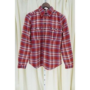Gap Women's Plaid Sheer Half Placket Long Sleeve Button-Up Shirt Size Medium